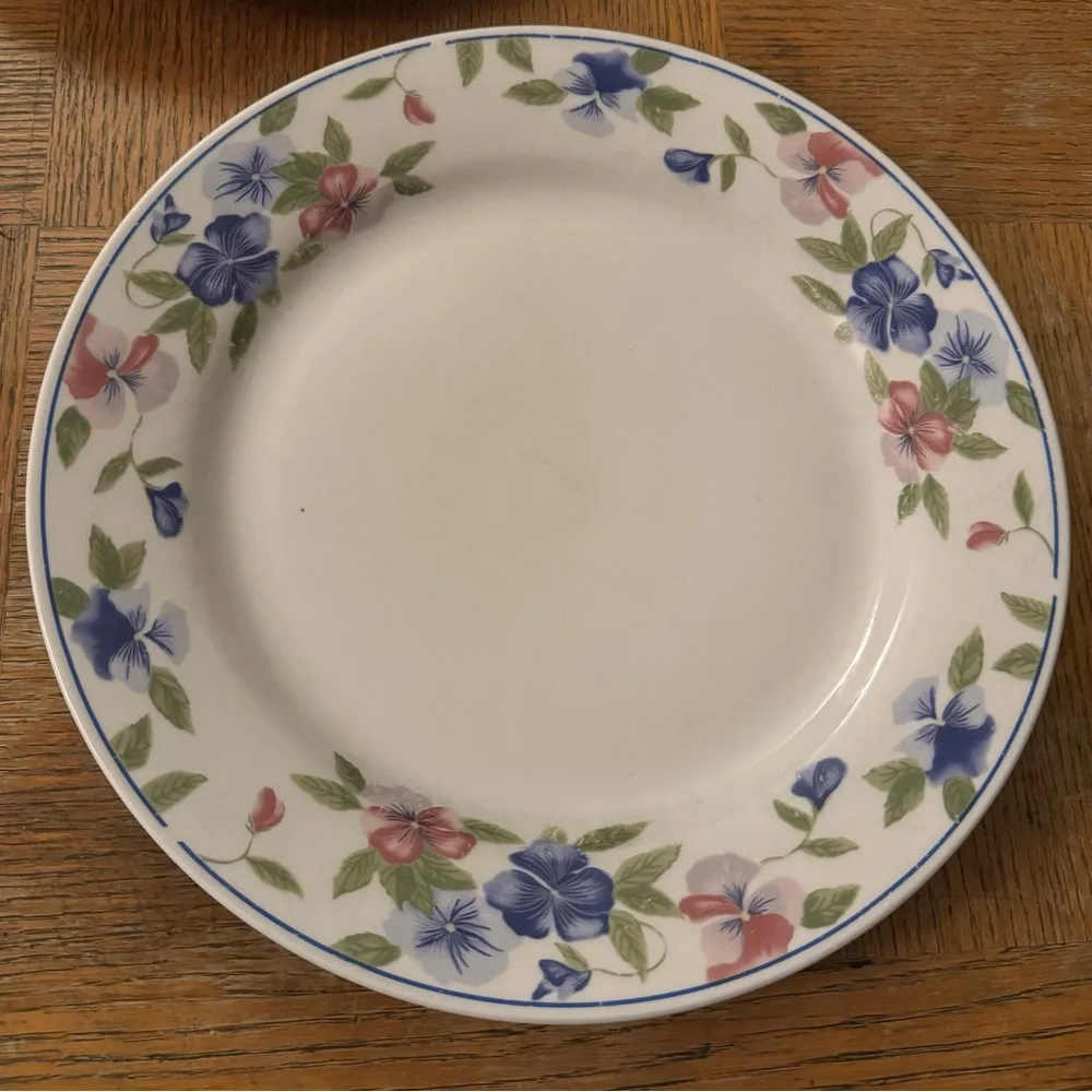 Set of 2 Majesticware by Oneida Freesia floral stoneware dinner plates, 11”